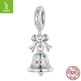 NNEDSZ Sterling Silver Bell Charm - Festive Christmas Pendant with Colorful  Accents (weighs approximately 2.2g)