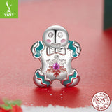 NNEDSZ Sterling Silver Gingerbread Man Charm - Festive Christmas Pendant with Colorful  Accents (weighs approximately 1.8g)