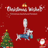 NNEDSZ Sterling Silver Dachshund Charm - Festive Christmas Pendant with Colorful  Accents(weighs approximately 2.2g)