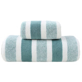 NNEDSZ Luxury Cotton Green Wide Stripe Towel Set - 6 Piece Set (2 Hand Towels, 2 Bath Towels, 2 Washcloths), Ultra Soft and Absorbent
