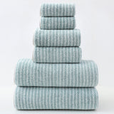 NNEDSZ Luxury Cotton Striped Towel Set - 6 Piece Set (2 Hand Towels, 2 Bath Towels, 2 Washcloths), Ultra Soft and Absorbent  (Green)