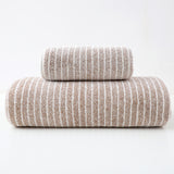 NNEDSZ Luxury Cotton Striped Towel Set - 6 Piece Set (2 Hand Towels, 2 Bath Towels, 2 Washcloths), Ultra Soft and Absorbent  (Brown)