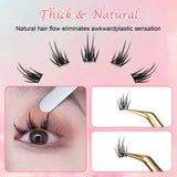 NNEDSZ 6 set Different sizes Natural Segment Cluster Eyelashes - Ultra-Thin Invisible Band, Perfect for Beginners, DIY Lash Extension