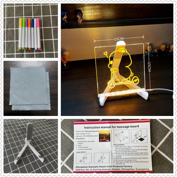 NNEDSZ 15*15 cm DIY Erasable Children's Drawing Board – LED Light Blackboard with Stand for Writing and Doodling