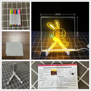 NNEDSZ 20*20 cm DIY Erasable Children's Drawing Board - LED Light Blackboard with Stand for Writing and Doodling