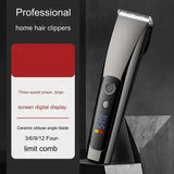 NNEDSZ Black Professional Rechargeable Hair Clipper with Digital LED Display - Precision Trimmer for Men