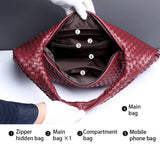 NNEDSZ Dark Coffee Elegant Woven PU Leather Hobo Bag - Stylish Large-Capacity Shoulder Handbag for Women