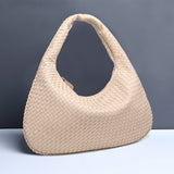 NNEDSZ off white Elegant Woven PU Leather Hobo Bag - Stylish Large-Capacity Shoulder Handbag for Women