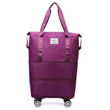NNEDSZ Purple Large Capacity Foldable Travel Bags with Wheels - Lightweight Waterproof Duffel Totes