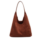 NNEDSZ Minimalist Faux Suede Tote Bags - Soft Large Capacity Handbags for Everyday Use ( Brown)