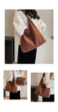 NNEDSZ Minimalist Faux Suede Tote Bags - Soft Large Capacity Handbags for Everyday Use ( Brown)