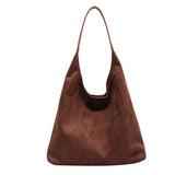 NNEDSZ Minimalist Faux Suede Tote Bags - Soft Large Capacity Handbags for Everyday Use ( Coffee )