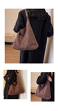 NNEDSZ Minimalist Faux Suede Tote Bags - Soft Large Capacity Handbags for Everyday Use ( Coffee )
