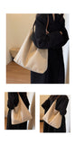 NNEDSZ Minimalist Faux Suede Tote Bags - Soft Large Capacity Handbags for Everyday Use ( Off white )