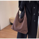 NNEDSZ Minimalist Faux Suede Tote Bags - Soft Large Capacity Handbags for Everyday Use ( Brown)
