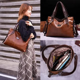 NNEDSZ Classic Vintage PU Leather Handbag-Spacious Shoulder and Crossbody Tote for Women (Black)