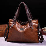 NNEDSZ Classic Vintage PU Leather Handbag-Spacious Shoulder and Crossbody Tote for Women (Brown)