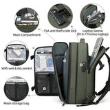 NNEDSZ Gray Expandable Waterproof Laptop Backpack - Fits 17-Inch Laptop, Anti-Theft Design, Travel Friendly