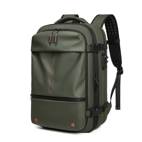 NNEDSZ Army Green Expandable Waterproof Laptop Backpack - Fits 17-Inch Laptop, Anti-Theft Design, Travel Friendly