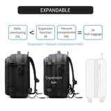 NNEDSZ Black Expandable Waterproof Laptop Backpack - Fits 17-Inch Laptop, Anti-Theft Design, Travel Friendly