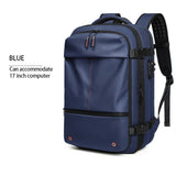 NNEDSZ Blue Expandable Waterproof Laptop Backpack - Fits 17-Inch Laptop, Anti-Theft Design, Travel Friendly