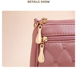 NNEDSZ Pink PU Leather Quilted Crossbody Bag for Women - Compact Multi-Compartment Shoulder Purse
