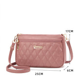 NNEDSZ Light Blue PU Leather Quilted Crossbody Bag for Women - Compact Multi-Compartment Shoulder Purse