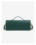 NNEDSZ Gold Luxury Woven PU Leather Clutch - Elegant Women's Evening Baguette Bag with Adjustable Shoulder Strap