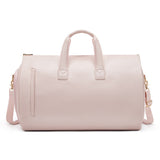 NNEDSZ Pink PU Leather Travel Duffel Bag - Large Capacity Waterproof Suit Bag with Shoe Compartment