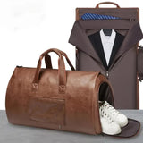 NNEDSZ Purple PU Leather Travel Duffel Bag - Large Capacity Waterproof Suit Bag with Shoe Compartment