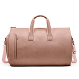 NNEDSZ Champagne PU Leather Travel Duffel Bag - Large Capacity Waterproof Suit Bag with Shoe Compartment
