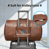 NNEDSZ Champagne PU Leather Travel Duffel Bag - Large Capacity Waterproof Suit Bag with Shoe Compartment