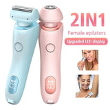 NNEDSZ Blue 2-in-1 Electric Razor for Women - Multifunctional Rechargeable Hair Removal Shaver