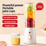 NNEDSZ Portable Rechargeable Blender - 450ml High-Speed Personal Smoothie Maker