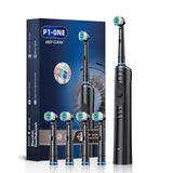 NNEDSZ Black Rechargeable Sonic Electric Toothbrush - Deep Clean with 4 Replacement Heads