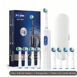 NNEDSZ White Rechargeable Electric Toothbrush with Travel Case - 8 Replacement Heads for Deep Cleaning