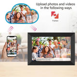 NNEDSZ 10.1-Inch Wooden Frame WiFi Digital Photo Frame - 32GB Storage, IPS Touchscreen, App Remote Sharing