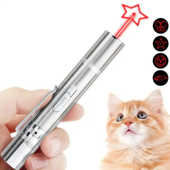 NNEDSZ 2PCS USB Rechargeable Multifunctional Laser Pointer for Cats - Interactive Toy with Star and Butterfly Patterns
