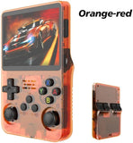 NNEDSZ Orange-red Retro Portable Gaming Console with 64GB, 2 Memory Card-3D Games, HD Display, and Dual Joysticks