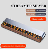 NNEDSZ Silver Premium Alloy and Wood Temporary Parking Card - Sliding Design for Privacy, Includes 6 Number Sets