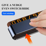 NNEDSZ Silver Dual-Number Alloy and Wood Temporary Parking Card - Sliding Privacy Design, Includes 8 Number Sets