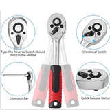 NNEDSZ 46-Piece Professional Socket Wrench Set - 1/4 Drive, Chrome Vanadium Steel, Ratchet & Bit Kit for Automotive and Household Repairs Green Box