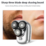 NNEDSZ TS-099 Blue Rechargeable Electric Rotary Shaver for Men with LED Display, USB Charging Cable, and Cleaning Brush - Compact & Portable Design