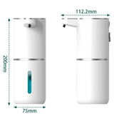 NNEDSZ White Automatic Foaming Soap Dispenser with Rechargeable Battery, Touch Control, and 380ml Capacity - IPX5 Waterproof