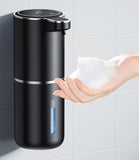 NNEDSZ Black Automatic Foaming Soap Dispenser with Rechargeable Battery, Touch Control, and 380ml Capacity - IPX5 Waterproof