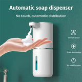 NNEDSZ Black Automatic Foaming Soap Dispenser with Rechargeable Battery, Touch Control, and 380ml Capacity - IPX5 Waterproof