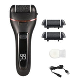 NNEDSZ Black Rechargeable Electric Foot File Callus Remover with LED Display and USB Charging