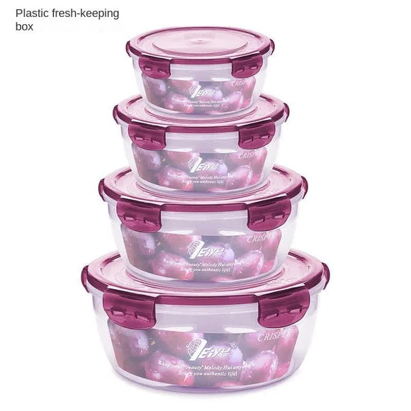 NNEDSZ Purple Round Plastic Food Storage Containers Set - Microwave-Safe Bento Boxes with Airtight Lids for Kitchen and Fridge