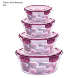 NNEDSZ Purple Round Plastic Food Storage Containers Set - Microwave-Safe Bento Boxes with Airtight Lids for Kitchen and Fridge