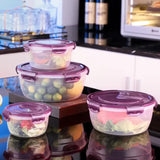 NNEDSZ Purple Round Plastic Food Storage Containers Set - Microwave-Safe Bento Boxes with Airtight Lids for Kitchen and Fridge